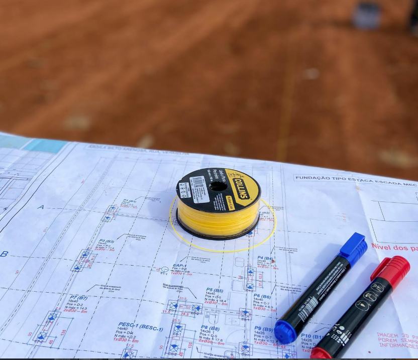 Gabarito e locação da obra no terreno